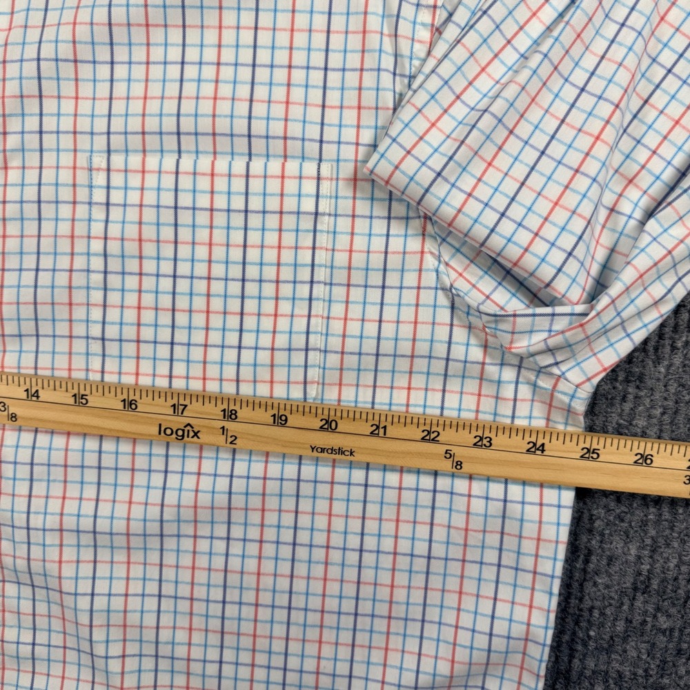 Johnnie-O Prep-Formance Shirt Mens XL White Blue Orange Plaid Button Down - Picture 6 of 12
